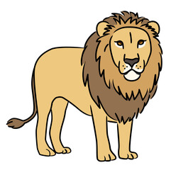 ライオンのシンプル線画イラスト