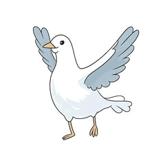 Seagull character doing acrobatics - Cartoon Illustration 1