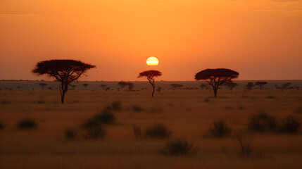 Fototapeta na wymiar sunset in the savannah