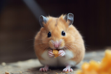 a cute hamster is eating