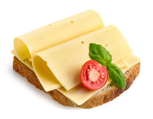 Toast sandwich with cheese slices and cherry tomato