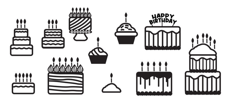 Vector set of cakes for birthday,wedding,poster,banner,background,invitation element