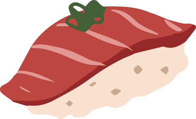 Japanese nigiri sushi with tuna vector flat illustration