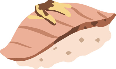 Japanese nigiri sushi with salmon vector flat illustration