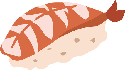 Japanese nigiri sushi with shrimp vector flat illustration