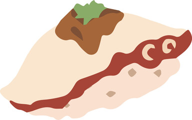 Japanese nigiri sushi with octopus vector flat illustration