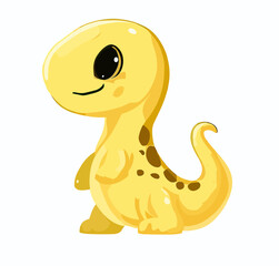 Happy little yellow cute dinosaur t-rex vector art