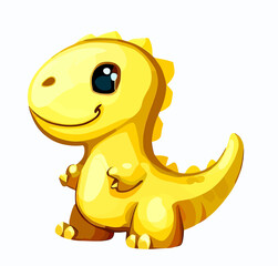 Happy little yellow cute dinosaur t-rex vector art
