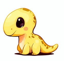 Happy little yellow cute dinosaur t-rex vector art