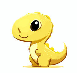 Fototapeta na wymiar Happy little yellow cute dinosaur t-rex vector art