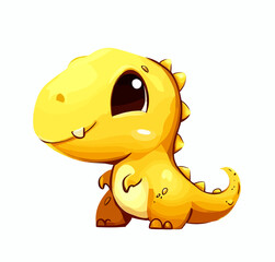 Happy little yellow cute dinosaur t-rex vector art