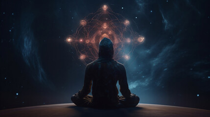 spiritual entity displays time and space: "The Omniscient One: A Visual Journey Through Time and Space". Created using Generative AI