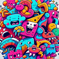 Funny Colorful Doodle Line Isolated on White Background. Generative ai