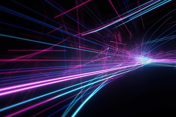 abstract futuristic background with pink blue glowing neon moving high speed wave lines and bokeh lights. Data transfer concept Fantastic wallpaper,Ai Generative