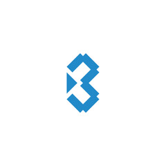 letter b simple blue geoemtric logo vector