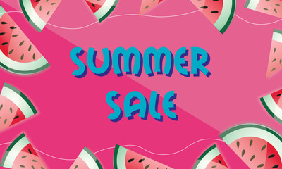 Summer sale banner with watermelon 