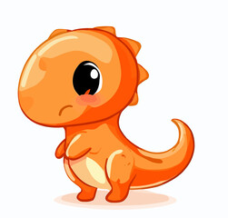 Happy little orange cute dinosaur t-rex vector art