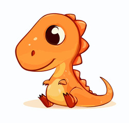 Happy little orange cute dinosaur t-rex vector art