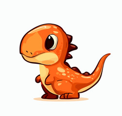 Happy little orange cute dinosaur t-rex vector art