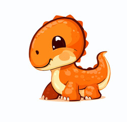 Happy little orange cute dinosaur t-rex vector art