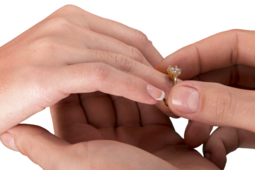 Close up Groom Putting the Wedding Ring on bride's finger