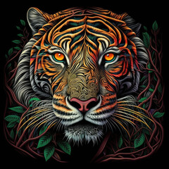 Tiger head design for tattoo or t-shirt