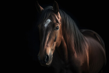 Horse portrait with a black background