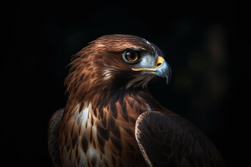 Fototapeta premium Majestic hawk portrait in the night 