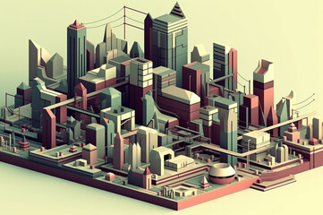 Miniature cityscape with skyscrapers illustration
