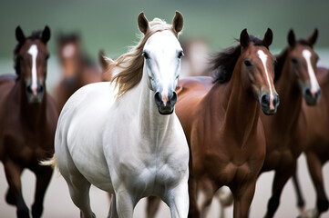 Obraz premium Wild horses running in a herd
