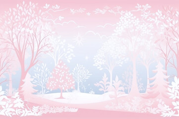 Winter wonderland pink forest background