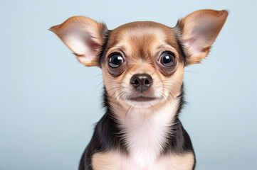 Obraz premium Chihuahua looking at camera on a baby blue background