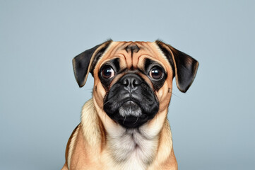 Obraz premium Cute pug dog closeup on a soft background