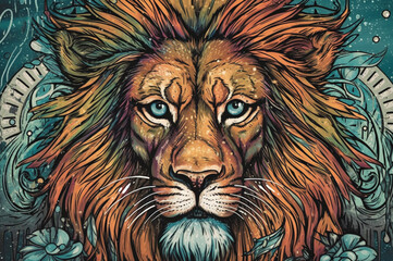Obraz premium Lion painting illustration
