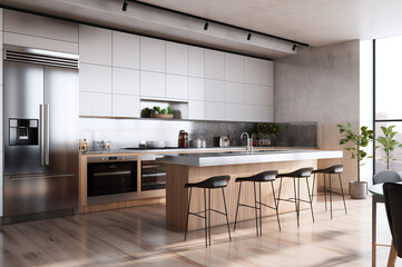 Obraz premium Modern kitchen with smart appliances 
