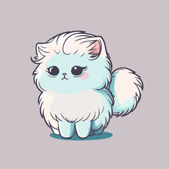 Cute cat cartoon vector illustration. Cute little kitten character.