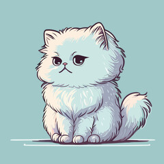 Cute cat cartoon vector illustration. Cute little kitten character.