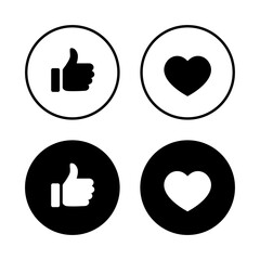 Like and love icon vector. Social media emoticon concept