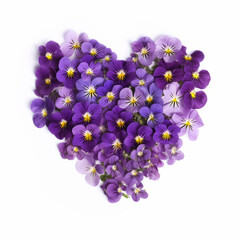 Fototapeta na wymiar Violets flower in heart shape. Illustration AI Generative.