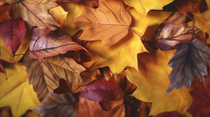 Autumn Leaves Background Illustration AI Generative.