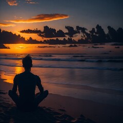 yoga at sunset, Generative Ai