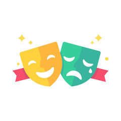 emotional mask Showing drama and comedy movies. Psychological status of patients with bipolar disorder