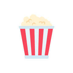 Popcorn in a red and white paper cup Snacks while watching movies in the cinema