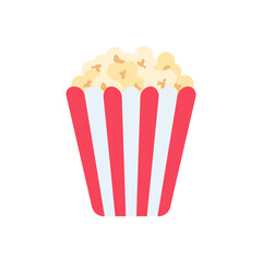 Popcorn in a red and white paper cup Snacks while watching movies in the cinema