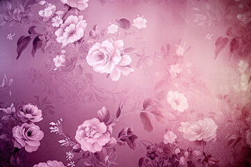 Soft pink floral wallpaper with ambient light reflection