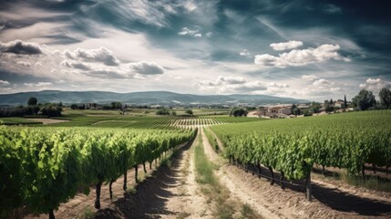 Fototapeta na wymiar Vineyards in the south of France. Generative AI