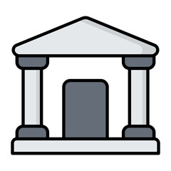 Bank Building Line Color Icon