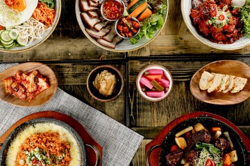 한국식 저녁 요리 메뉴판사진