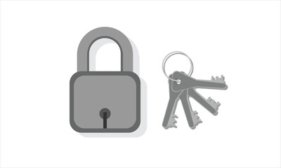 padlock and keys vector icons