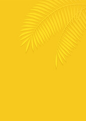 Fototapeta na wymiar Vector Palm Leaf Illustration With Text Space On A Vibrant Yellow Background. 